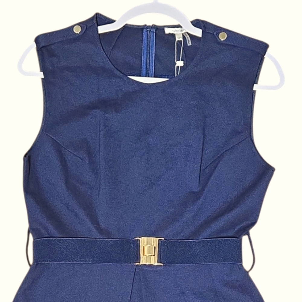 NWT Tyler Boe Fit and Flare Purplish Blue Sleeveless Dress Size 4 - Picture 2 of 5